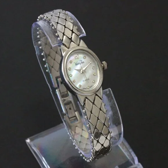 Vintage Ladies Vanity Fair Quartz Watch Mother Of Pearl Dial Stainless Bracelet